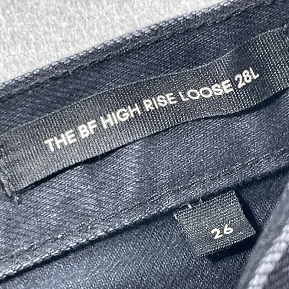 Aritzia Denim Forum‎ The BF High Rise Lose Jeans Women 28L Black Button Fly - Picture 6 of 14